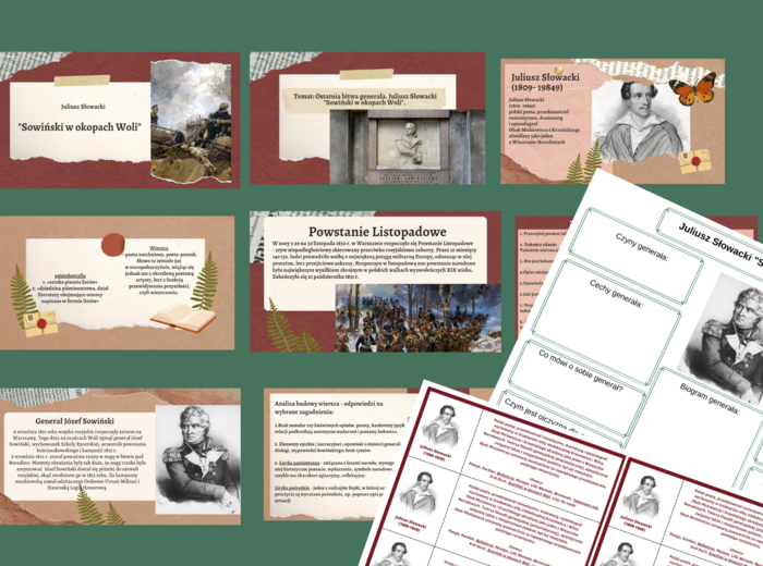 "SOWIŃSKI W OKOPACH WOLI" - prezentacja + karta pracy + wklejka