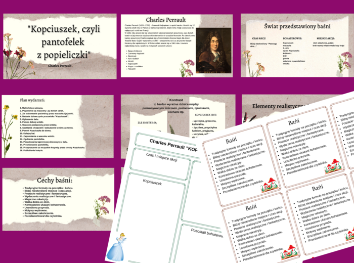 "KOPCIUSZEK, czyli pantofelek z popieliczki" - prezentacja + karta pracy + wklejka - BAŚŃ