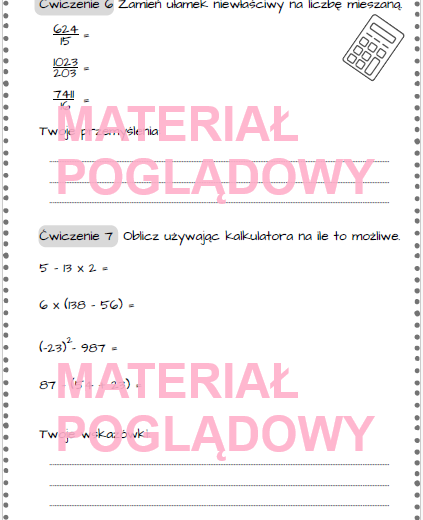Kalkulator. Karta pracy. Na początek. Na rozgrzewkę. Pierwsza lekcja.