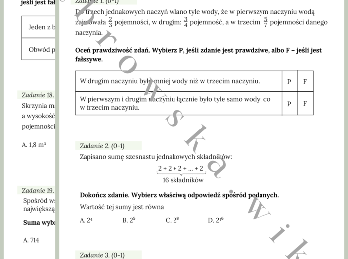 Egzamin ósmoklasisty - zadania zamknięte