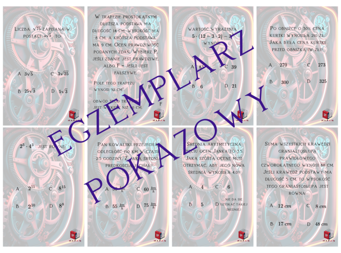 Fiszki E8 matematyka - zestaw I ABC