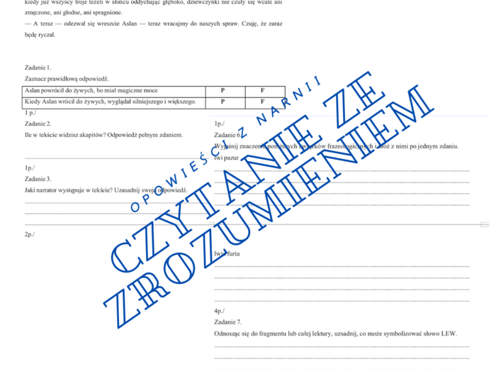 "Opowieści z Narnii" - czytanie ze zrozumieniem