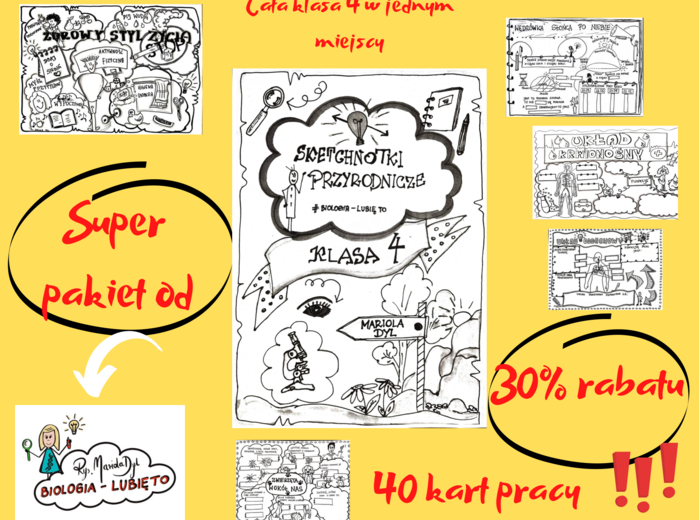 Pakiet materiałów z przyrody do klasy 4 -cały rok w jednym zestawie (40 kart pracy do uzupełnienia dla ucznia)