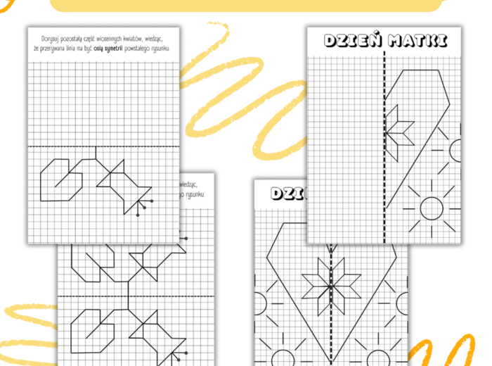 SYMETRIA - kolorowanki - Dzień Matki, Wiosna