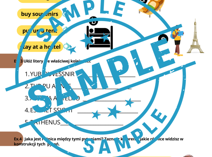 Brainy 7 Unit 3 - grammar and speaking practise - Karty Pracy - Holiday Activities and Accommodation
