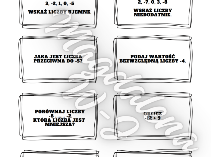 Liczby całkowite_Praca w grupie_Klasa 6