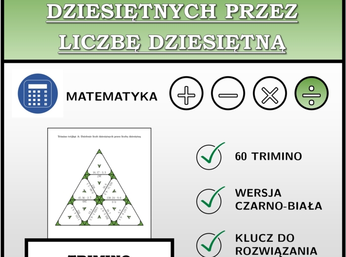 Trimino - Dzielenie liczb dziesiętnych przez liczbę dziesiętną | matematyka