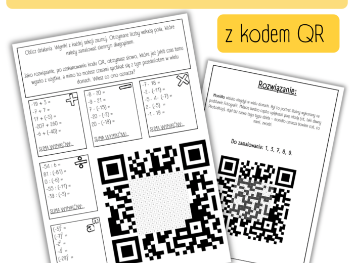 DZIAŁANIA NA LICZBACH CAŁKOWITYCH - kod QR.