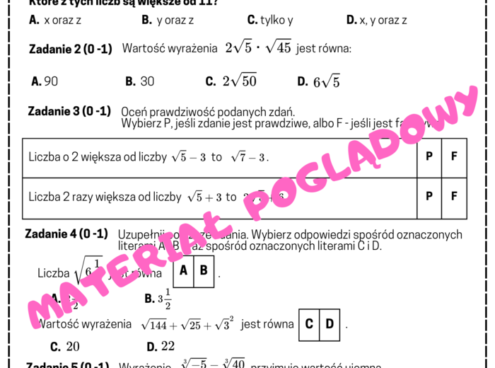POTĘGI I PIERWIASTKI - mini E8 (egzamin ósmoklasisty)