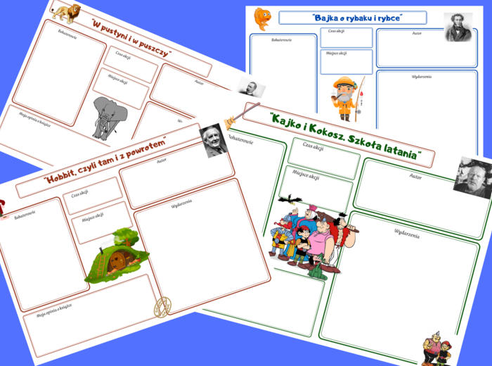 Lektury kl.4-6 - świat przedstawiony - karty pracy