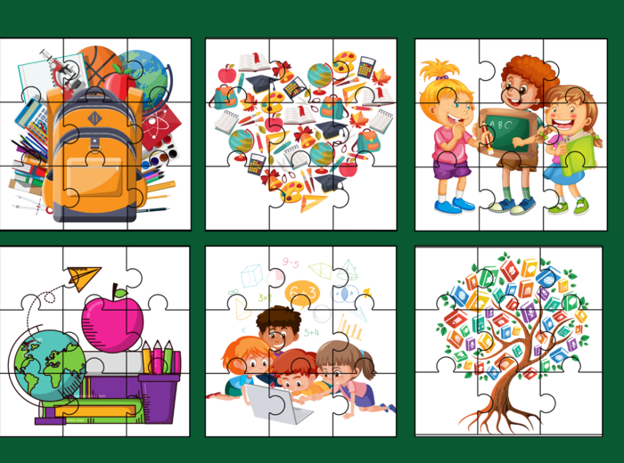 POWRÓT DO SZKOŁY - szkoła - puzzle - 12 wersji