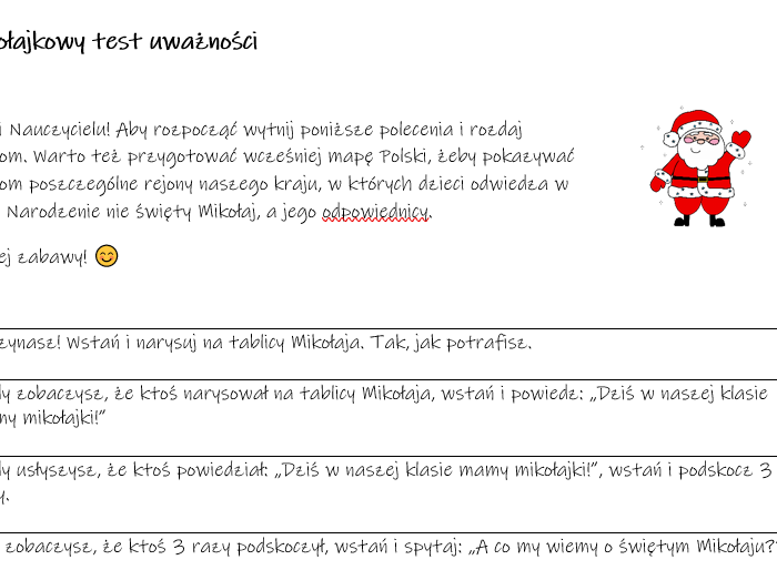 Mikołajkowy test uważności