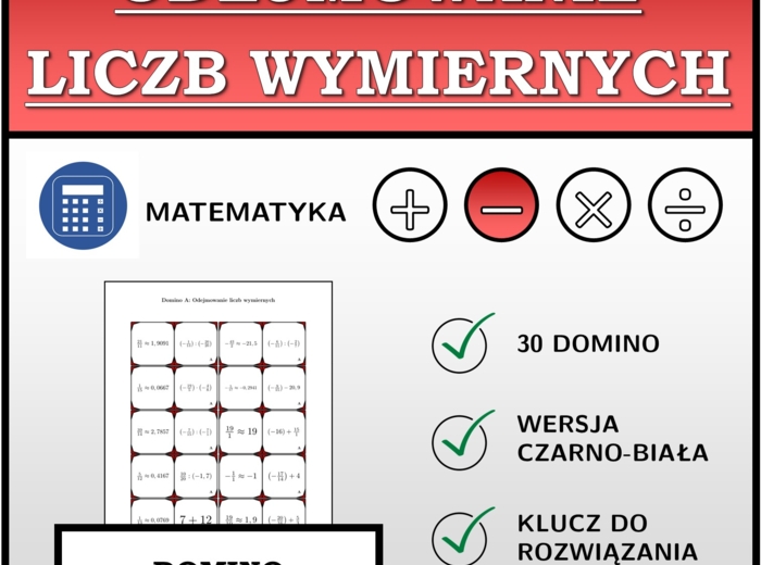 Domino - Odejmowanie liczb wymiernych | matematyka
