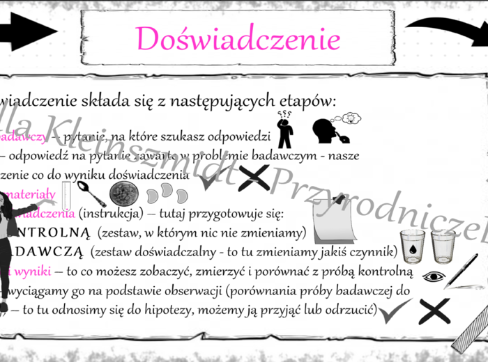 Sketchnotka „Moje pierwsze doświadczenie biologiczne - poznaję etapy doświadczenia” w power point do edycji, PRZYRODA do klasy 4 – dział I „Poznajemy warsztat przyrodnika”