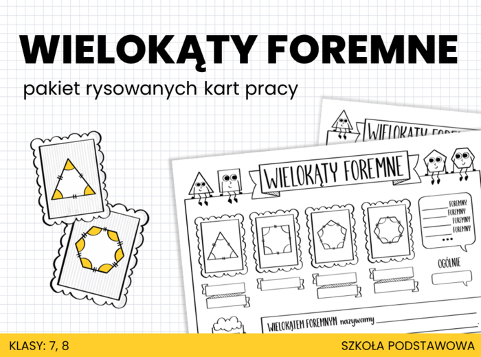 Matematyka. Szkoła Podstawowa. Wielokąty foremne. Pakiet rysowanych kart pracy