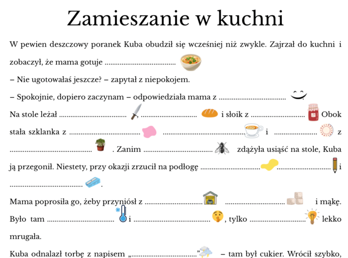 Zamieszanie w kuchni - dyktando obrazkowe