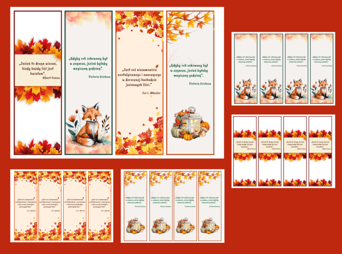 JESIENNE zakładki do książek – zakładka – jesień - wersja 1