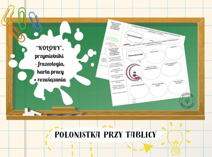 Przymiotnik kolory frazeologia karta pracy frazeologizmy + rozwiązania