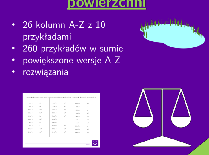 Konwersja jednostek powierzchni | matematyka | 26 kolumn