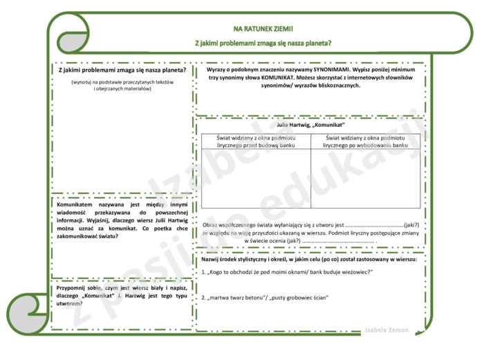 J. Hartwig, "Komunikat" - karta do analizy i interpretacji utworu