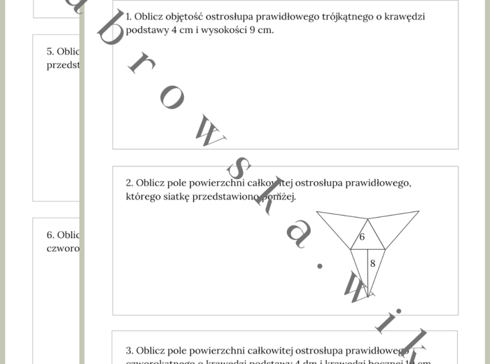Ostrosłupy - zestaw zadań