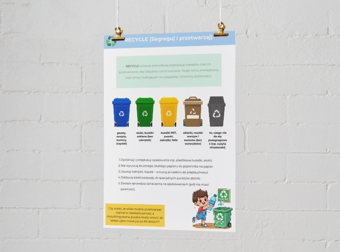 Plakat „Zasady 3R” (Reduce, Reuse, Recycle)