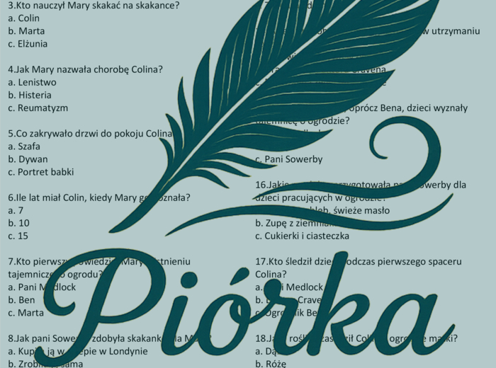 Test znajomości lektury - Tajemniczy ogród