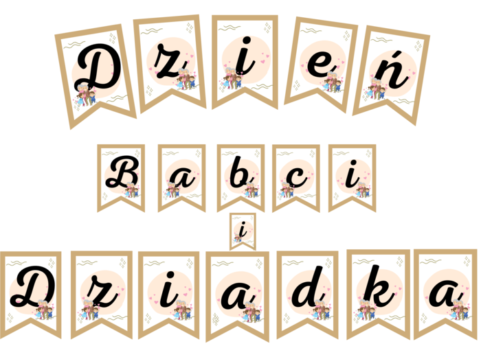Dzień Babci i Dziadka - napis girlanda tylko 3 zł, każda litera A4