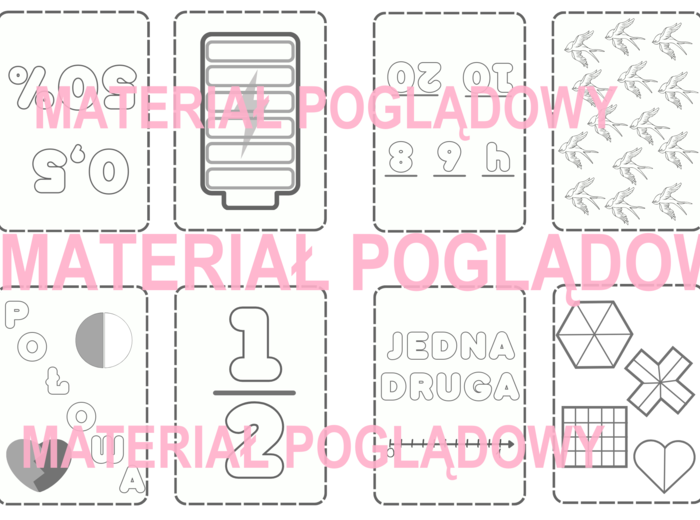 Książeczka ułamkowa - jedna druga. Ułamki zwykłe klasa 4,5