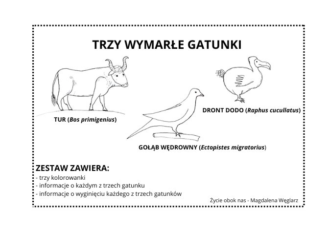 Trzy wymarłe gatunki