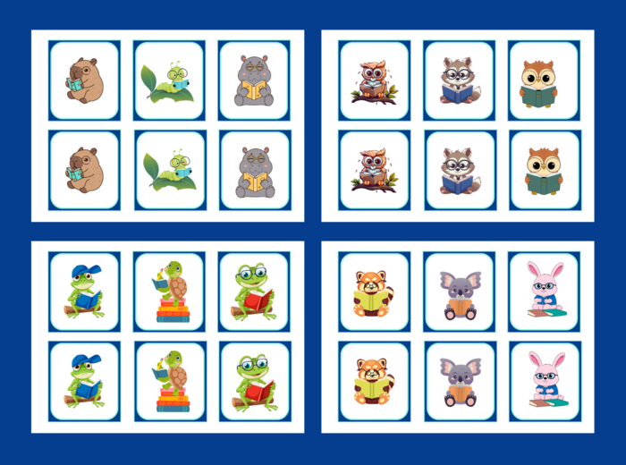 DZIEŃ KSIĄŻKI – zwierzęta – memory – 42 szt. – biblioteka – przedszkole – świetlica