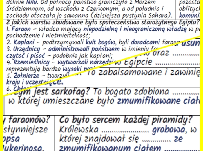 Starożytny Egipt – notatka i karta pracy