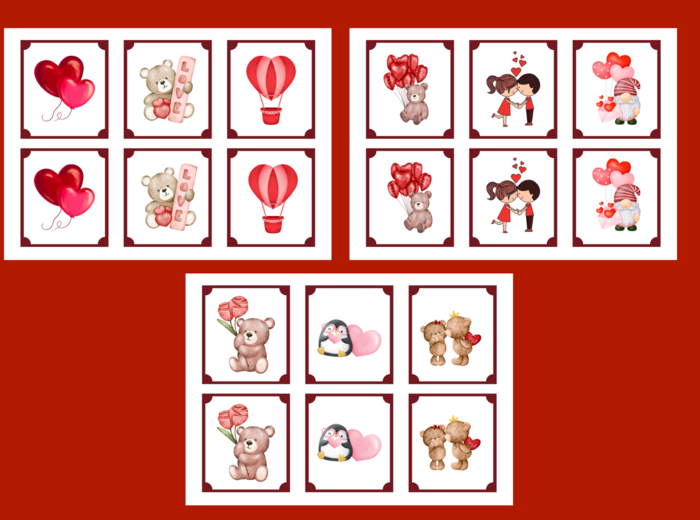 WALENTYNKI – memory - 36 szt. – biblioteka – świetlica – przedszkole