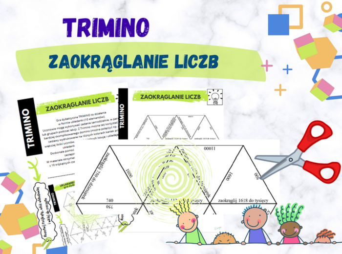Zaokrąglanie liczb - układanka trimino