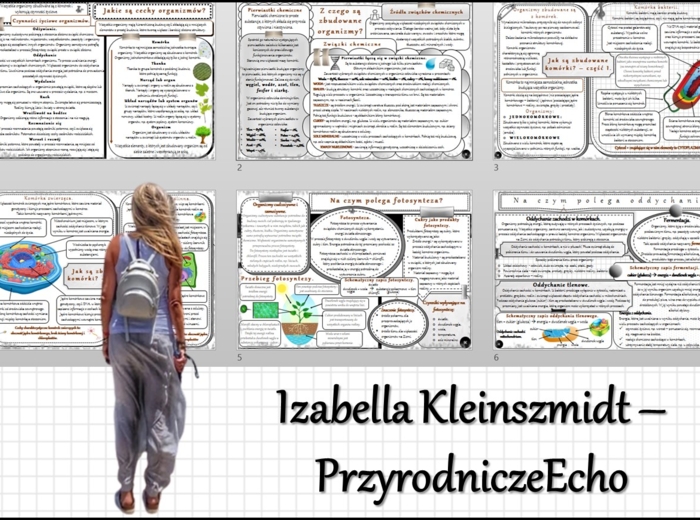 Zestaw sketchnotek/notatek/streszczeń/wklejek/ściąg dla ucznia i nauczyciela w pdf. Biologia 5 dział „Organizacja i chemizacja życia”. Notatki zostały wykonane na podstawie podręcznika z wydawnictwa WSiP.