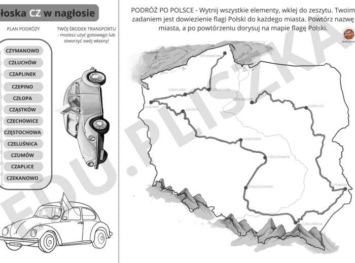 Podróż po Polsce: głoski szumiące - paczka logopedyczna