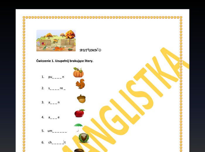 Autumn- jesień- 4 ćwiczenia leksykalne + słowniczek + klucz