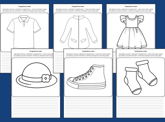 ORTOGRAFICZNA MODA - karta pracy – karty pracy – zasady ortograficzne – ORTOGRAFIA – ćwiczenia redakcyjne – opis – 30 wersji