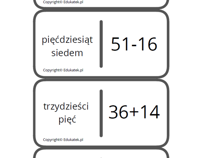 Domino – utrwalanie dodawania i odejmowania