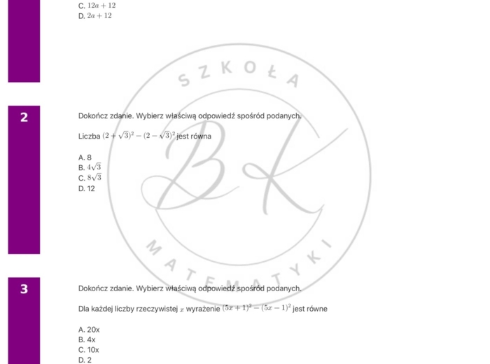 Zbiór zadań maturalnych