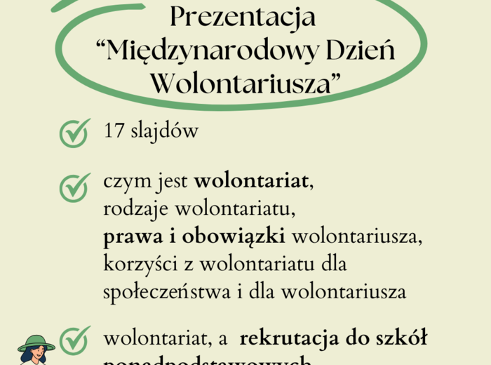 Lekcja wychowawcza. Klasy 4-8. Międzynarodowy Dzień Wolontariusza. Wolontariat. Prezentacja. Realizacja programu profilaktyczno-wychowawczego szkoły