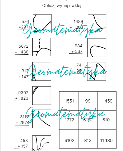 Dodawanie pisemne - karta pracy Motyl