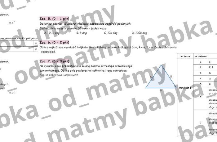 Przygotuj się do E8 z matematyki - MiniTest 5
