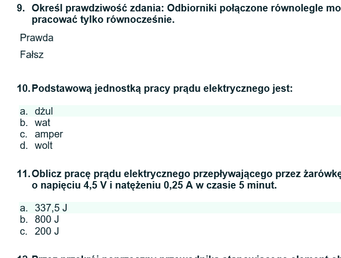 Test Prąd elektryczny