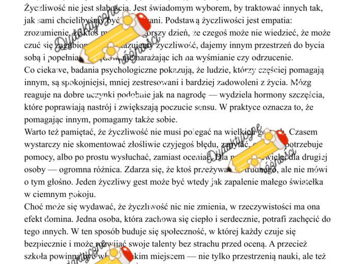 Lekcja wychowawcza kl. 6-8 "Dlaczego życzliwość jest ważniejsza niż nam się wydaje?"