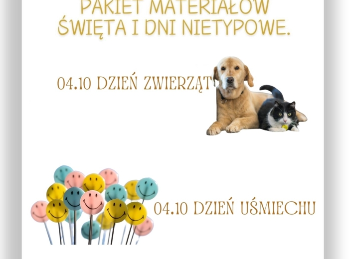 PAKIET MATERIAŁÓW NA PAŹDZIERNIK WEDŁUG KALENDARZA ŚWIĄT I DNI NIETYPOWYCH.