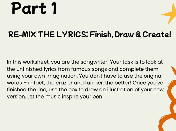🎶✏️ Re-Mix the Lyrics – Finish, Draw & Create! | Part 1