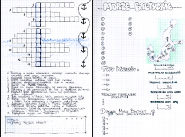 Morze Bałtyckie - karta pracy + krzyżówka