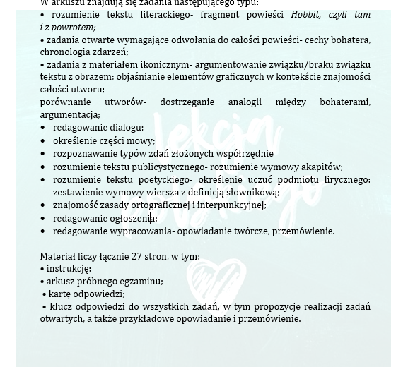 PRÓBNY EGZAMIN JUŻ DLA SZOSTOKLASISTY- HOBBIT.