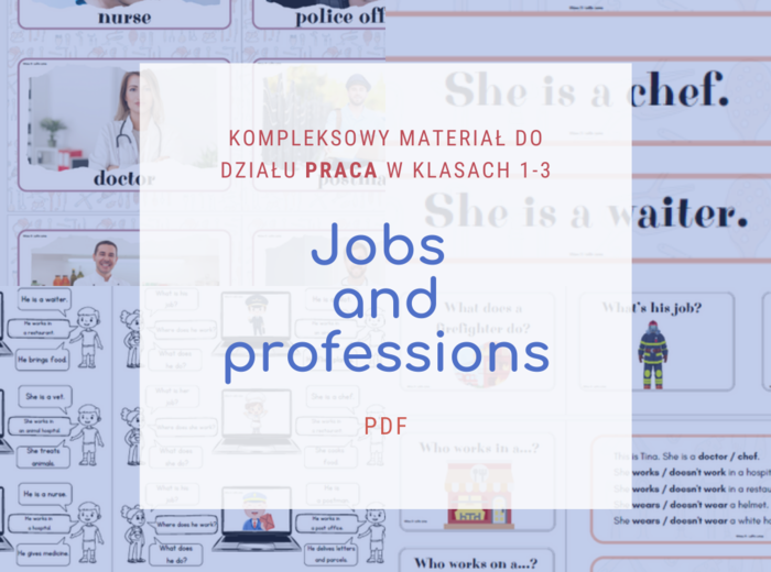 popularne zawody po angielsku | karty pracy, flashcards, gra z pytaniami | 3 os. lp Present Simple